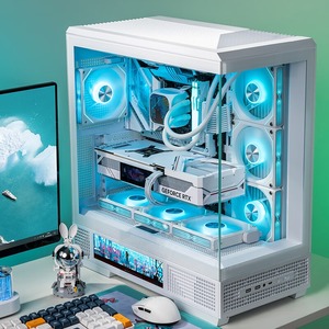 Boîtier d'ordinateur de jeu de bureau <span class=keywords><strong>Aigo</strong></span> StellarSpark ATX Mid-Tower avec écran FHD 9,16 pouces en verre incurvé, prend en charge les cartes mères BTF et les GPU PC de la série 50 - Product Image 4