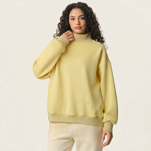 Wholesale Custom Logo Women’s Oversized <b>Mock</b> Neck Sweatshirt Casual Fleece <b>Turtleneck</b> Pullover Streetwear - Product Image 1