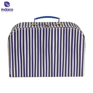 Simple black and white striped cardboard box, baby clothing packaging box, hand printed luggage with handle - Product Image 3