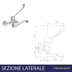 Mezclador de fregadero montado en la pared de una sola palanca cromada con producto de herramienta de torneado de palanca clínica - Product Image 5