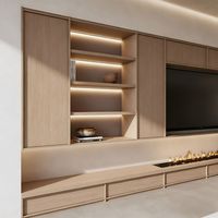 Muebles de Sala de Estar Modernos Personalizados, Mueble para TV con Iluminación LED y Detalles en Mármol, Juego de Muebles de Sofá a Juego para Sala de Estar