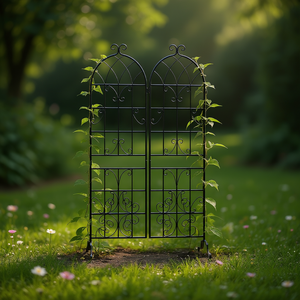 Treillis de jardin en métal 71 x 19,7 noir antirouille, support extérieur pour plantes grimpantes - Product Image 2