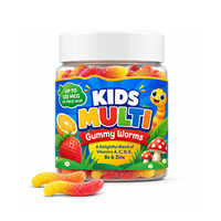 WELLBODY Vente en gros de gommes multivitaminées pour enfants, compléments alimentaires en forme de vers, saveur de fruits naturels, multivitamines pour enfants avec zinc et acide folique