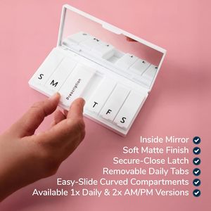Customizable 7 Compartment Weekly Pill Box Plastic <b>Tablet</b> Storage Case with Mirror PP and ABS Material Daily <b>Tablet</b> <b>Container</b> - Product Image 3
