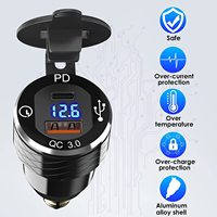 Chargeur de voiture USB-A/USB-C à charge rapide QC3.0 pour moto, norme européenne, prise à petite ouverture F800/1200, style allemand