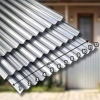 Tôles de toiture AZ20, tôle ondulée, épaisseur 0,2 mm, revêtement aluminium-zinc, tôle métallique avec 12 canaux ou ondulations