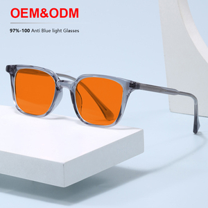 Lunettes de vue unisexes tendance anti-lumière bleue, monture carrée sans cerclage en TR90, avec verres jaunes/oranges/rouges pour usage quotidien - Product Image 1