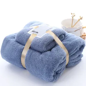 Juego de toallas de baño absorbentes de lana Coral de microfibra, juego de toallas grandes de lujo para el cabello, natación, cara, mano, 2 uds.