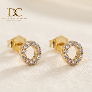 Boucles d'oreilles élégantes ethniques en or jaune massif 14 carats avec diamants de laboratoire certifiés IGI pour femmes, taille brillant ronde, bijoux personnalisés - Product Image 5