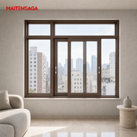 Fenêtre coulissante en aluminium sur mesure, double vitrage à rupture de pont thermique, tailles personnalisées disponibles pour projets de villas mondiales