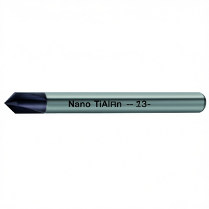 Fresa de carburo sólido TTAKE con recubrimiento Nano TiAlN de 4 filos para biselado de 90 grados en contornos, cortador de metal fabricado en Italia - Product Image 2