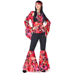 Vêtements Hippie XJ <span class=keywords><strong>des</strong></span> années 1960 pour les fêtes - Tenue de <span class=keywords><strong>chanteur</strong></span> country rouge et noire - Product Image 3