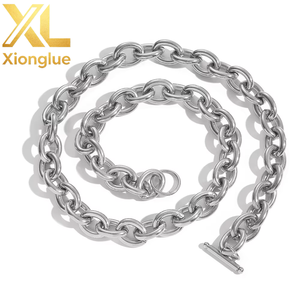12MM Stainless Steel Oval Link Chain <b>Toggle</b> Necklace 18K Gold Plated Chunky Chain Link Necklace for Men - Product Image 2