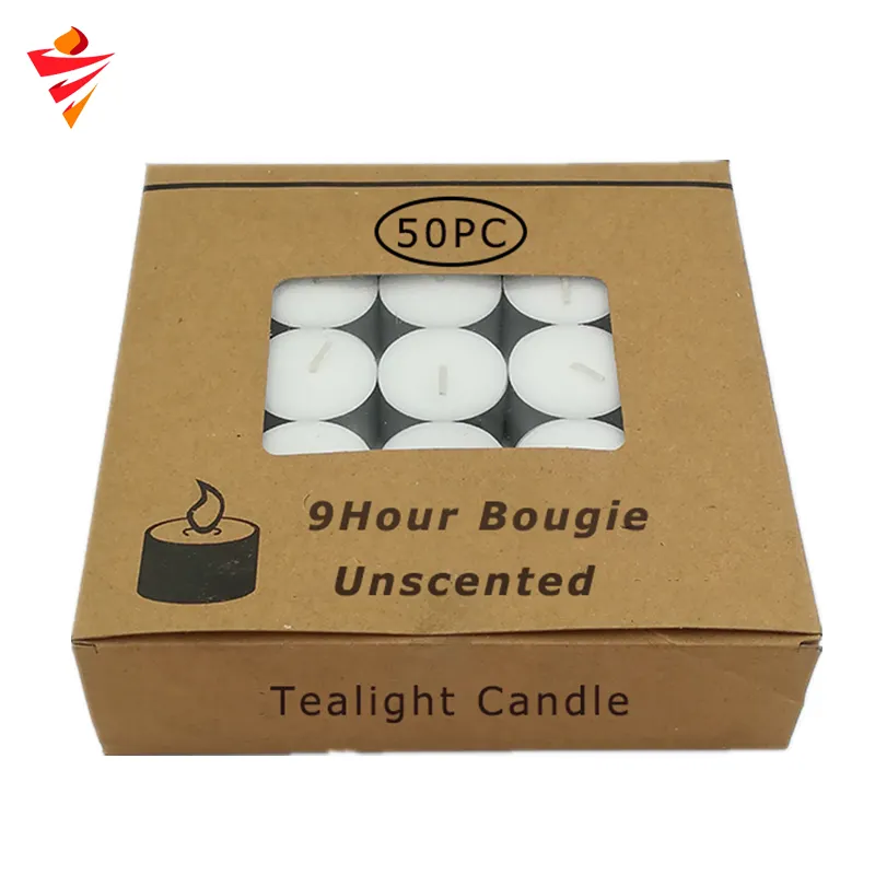 Custom cera di paraffina 50 pacchetto tealight candela profumata/candele