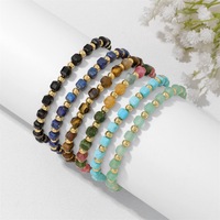 Bracelet extensible hypoallergénique en perles de pierre naturelle à facettes de 6 mm, résistant à la décoloration, avec perles dorées, idéal pour les tenues quotidiennes et de vacances