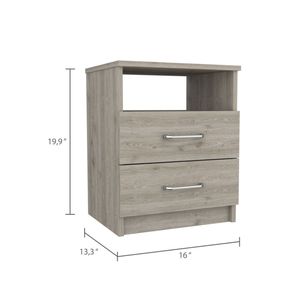 Nightstand 20H Two Drawers One Shelf <b>Light</b> Gray Top Bedroom Storage - Product Image 5