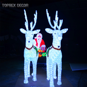 Toprex Kerst Grand traîneau à renne en cristal acrylique LED avec lumière RVB rouge jaune violet IP65 <span class=keywords><strong>pour</strong></span> Noël en plein air - Product Image 5
