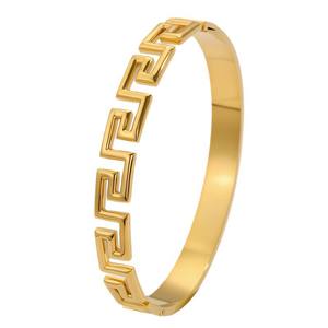 नई डिजाइन महिला उपहार धातु स्टेनलेस स्टील चांदी/सोने की ग्रीस कुंजी महान दीवार पैटर्न महिला ब्रेसलेट बिंगल गहने - Product Image 2