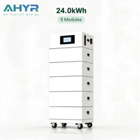 Système de stockage d'énergie domestique hybride empilable LiFePO4 240V 100Ah 24kWh compatible avec onduleur triphasé pour appareils électroménagers