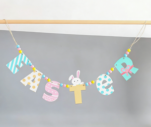 DAMAI Wholesale <b>Easter</b> Decor Bunny Wooden Slice Bead Garland Hanging <b>Ornament</b> Supplies for Home Party Farmhouse Decoration - Product Image 2