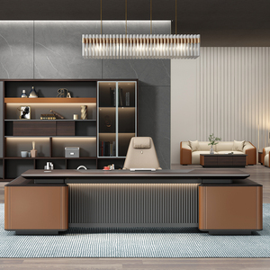 Bureau de direction personnalisé, table d'ordinateur pour manager, mobilier de bureau moderne de luxe, bureau de direction en forme de L pour PDG - Product Image 2