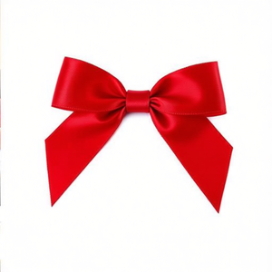 Red Polyester <b>Ribbon</b> Bow Pre Tied <b>Wire</b> Twist Tie For Gift Wrapping Christmas Birthday Valentine's Day Custom Length - Product Image 2