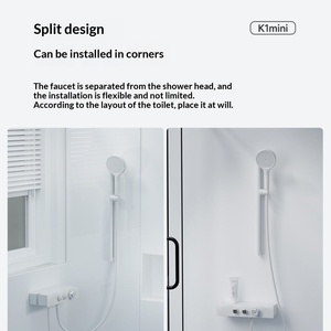 Ensemble de douche R&T K1mini avec barre coulissante, pommeau de douche mural, quatre modes de jet d'eau, grande table de rangement, usage domestique - Product Image 2