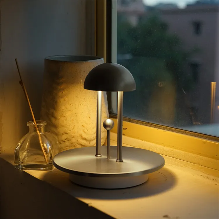 Portable lithium battery powered restaurant mushroom shape decorative cordless led table lamp rechargeable Lampe de Bureau