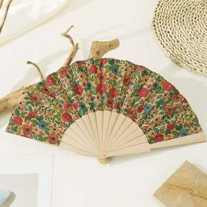 Éventail pliant en bambou écologique personnalisé, style art populaire, motif sculpté, impression sur liège, cadeau d'affaires artisanal - Product Image 4