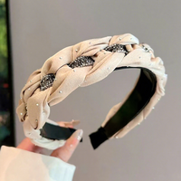 Bandeau en tissu orné de strass tissé à la main, tendance et très vendu pour femmes - Style chic, accessoires élégants pour cheveux de fête