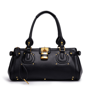 Fashionable <strong>Women</strong> Multi Pocket Boston Handbags <strong>for</strong> Lady Elegant Satchel <strong>Bags</strong> with Big Lock Maroon Shoulder <strong>Bags</strong> From Guangzhou - Product Image 5