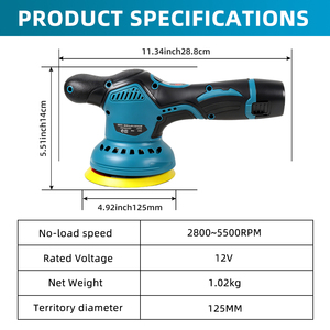 Polisseuse industrielle <span class=keywords><strong>sans</strong></span> <span class=keywords><strong>fil</strong></span> 21V tout-en-un, petite polisseuse électrique portative 125mm à batterie lithium pour <span class=keywords><strong>voiture</strong></span> - Product Image 6