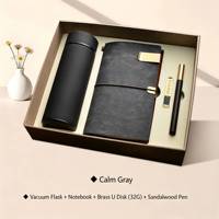 Set de Regalo Empresarial de Lujo: Termo de Acero Inoxidable, Diario, Mini Altavoz Inalámbrico, Memoria USB, Bolígrafo con Logotipo Personalizado
