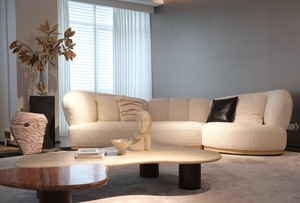 Canapé <span class=keywords><strong>Brasilia</strong></span> en tissu minimaliste italien avec base en bois de frêne et chaise longue - Product Image 2