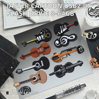 Flashdisk USB 2.0 Silikon Bentuk Kartun Musik Gitar Keyboard Biola Not Musik Memory Stick Hadiah Penyimpanan
