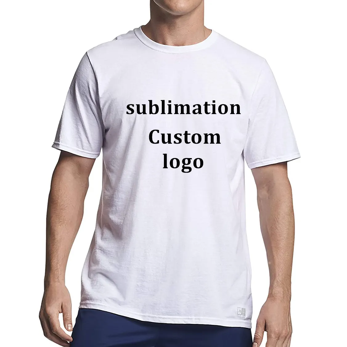 T-Shirt unisexe à manches courtes 100% Polyester, vêtement de haute qualité, imprimé Logo, blanc, pour Sublimation