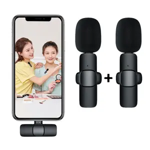 Hot Sale 2 to 1 Mini Lavalier Wireless Microphone Type C Portable Clip-on Noise Cancelling Live Video Streaming For iPhone 13