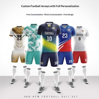 Jersey Sepak Bola Dewasa Unisex Cetak Digital Nama Tim Kustom Logo Nomor Cepat Kering Menyerap Keringat Bernapas 100% Poliester