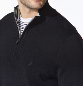 Özel boyutta Logo erkek saf pamuk örme uzun kollu kazak Jumper toptan sonbahar çeyrek fermuar up standı yaka kazak - Product Image 3