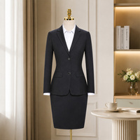 Costume formel pour femme en laine peignée couleur unie, uniforme de personnel, administration hôtelière, réception d'affaires, boutonné, élégant, vente en gros, OEM, personnalisable