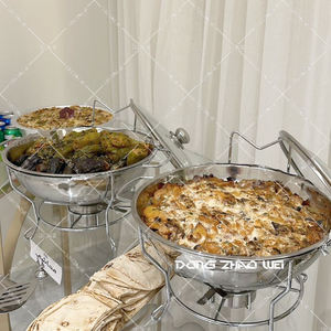 อุปกรณ์ร้านอาหาร 8 ลิตรขาตั้งบุฟเฟ่ต์สีทองอุ่นอาหารจัดเลี้ยงปาร์ตี้ทองรอบ 8L Chafing จานฝาแก้วหม้อซุป - Product Image 4