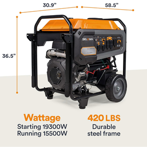 Générateur à gaz portable 15,5 kW 15 500 W pour démarrage domestique ou utilisation intensives, cadre robuste, silencieux, longue autonomie, alimentation de secours HSAMZ-Portab - Product Image 5