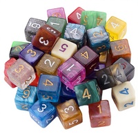 Dés polyédriques D6 marbrés à paillettes 16 mm en acrylique et résine, 6 faces, gravés sur mesure pour les jeux de rôle DND et jeux de société