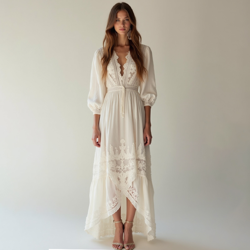 Wholesale White Hippie Dress Customizable Embroidery | Alibaba.com