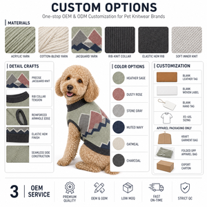 Suéter de punto geométrico sin mangas para perro, ropa para mascotas, México, OEM, chaleco de punto cálido con ribete acanalado para mascotas - Product Image 2