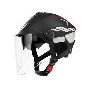 Casque de moto à face ouverte, taille réglable, avec visière solaire et protection contre le vent, double lentille - Product Image 1
