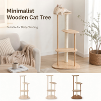 Arbre à chat en bois massif minimaliste avec griffoir en sisal naturel et base stable pour la maison et les animaleries – OEM/ODM