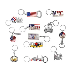 Custom logo 3D fashion blank alloy travel souvenir series national flag car style bottle opener metal keychain