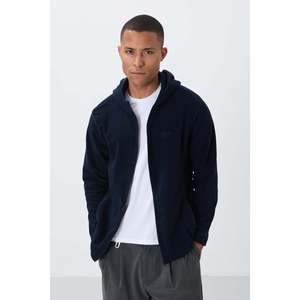 Sudadera de Forro Polar Azul Marino de Corte Holgado para Hombre Air Jones Connell - Suéter de Poliéster Suave para Uso Casual de Invierno - Product Image 1