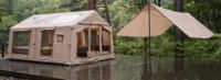 Tente gonflable de luxe beige pour l'extérieur, grand espace, résistante au vent et à l'eau, gonflage rapide, tente de camping et de jeu, taille et logo personnalisables